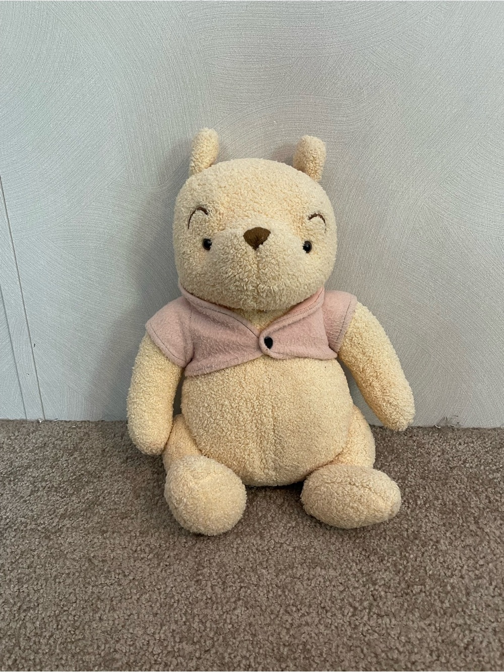 Vintage Disney Winnie the Pooh Sherpa Plush - Pink Shirt/Bow